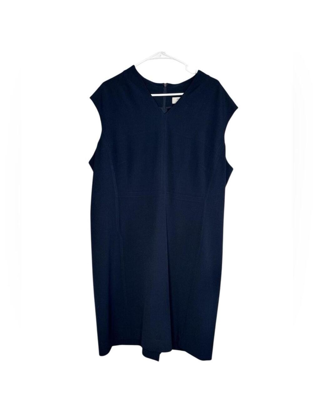MM Lafleur Navy Blue Midi V-Neck Cap Sleeve Dress Size 2